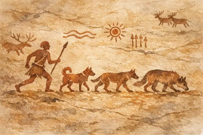What do these ancient drawings suggest about dogs?