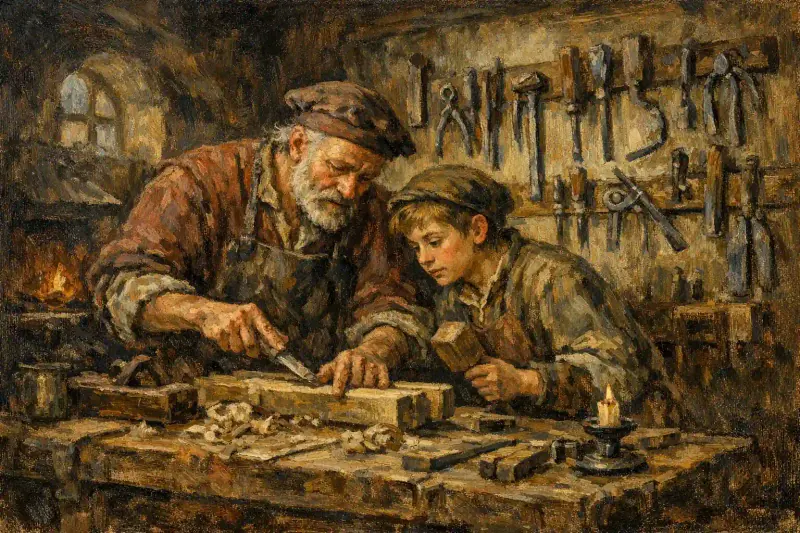 What do we call the young trainee learning the trade?